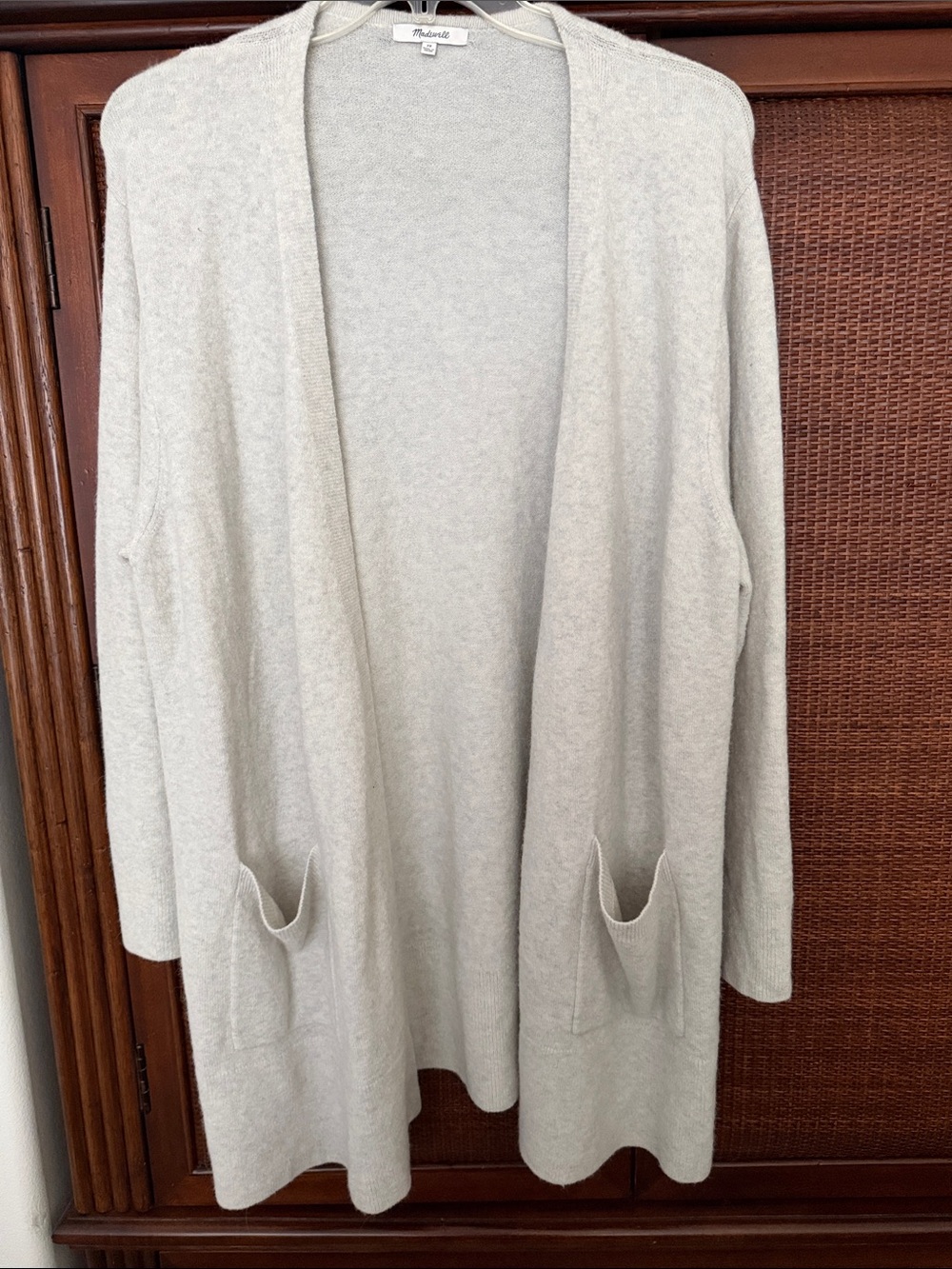Madewell Cream Open-Front Pocketed Cardigan